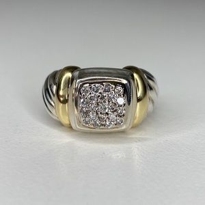 David Yurman Sterling & 18k Gold Pave Diamond Ring